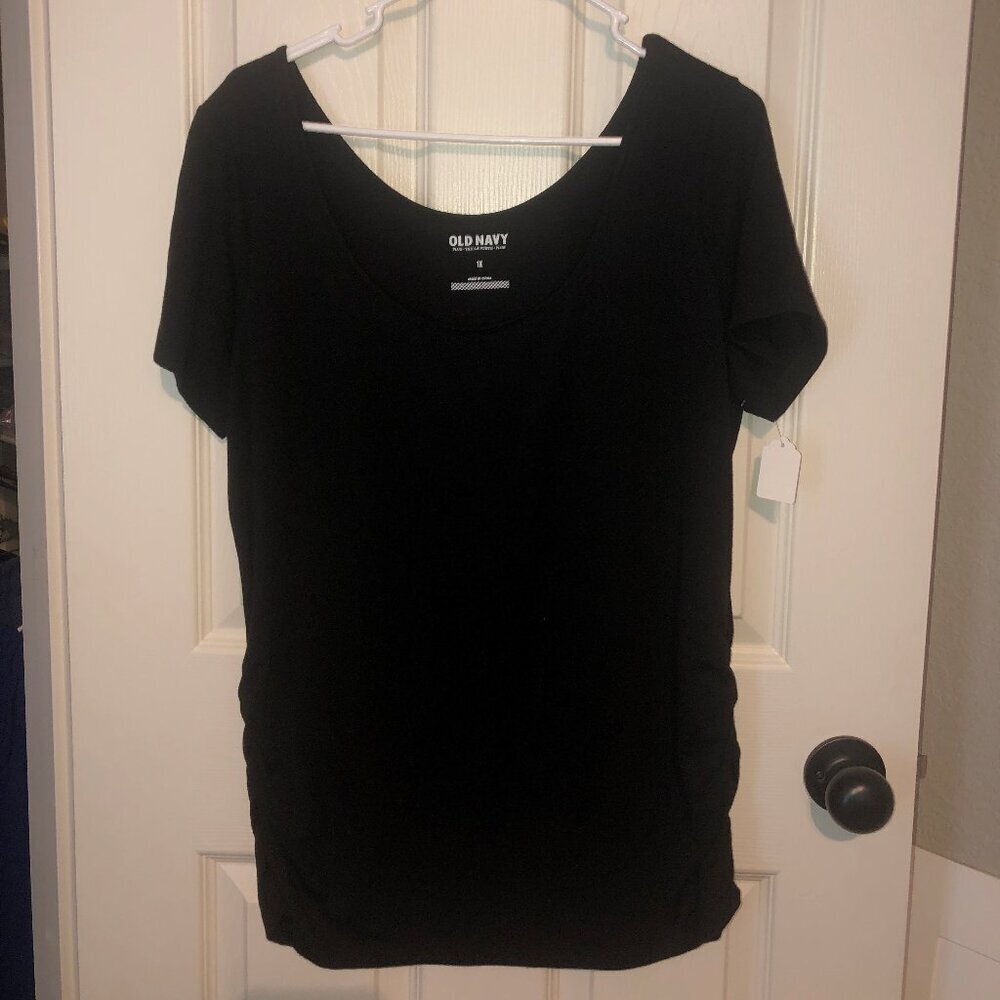 Old Navy black scoop neck cinched side short sleeve‎ tee 1X